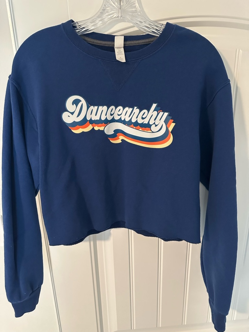 Dancearchy Navy Cropped Sweatshirt with Retro Script